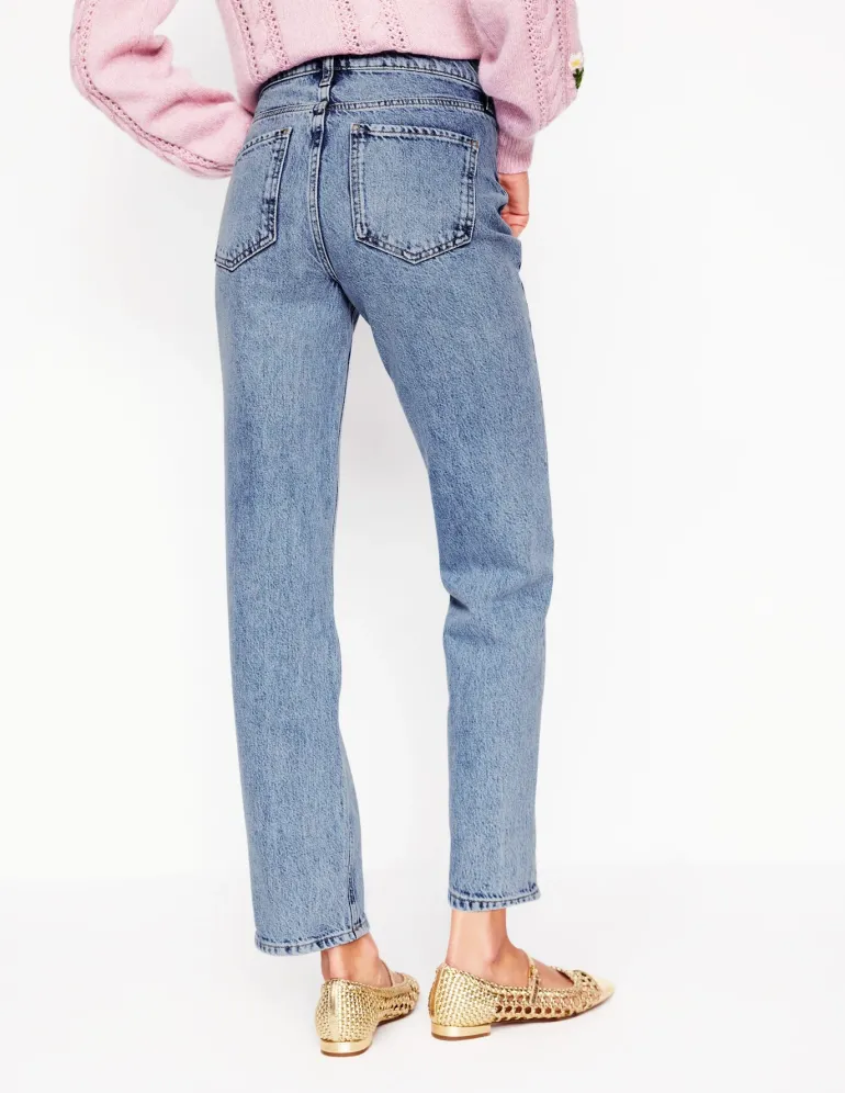 High Rise Straight Leg Jeans-Light Wash-Boden Flash Sale