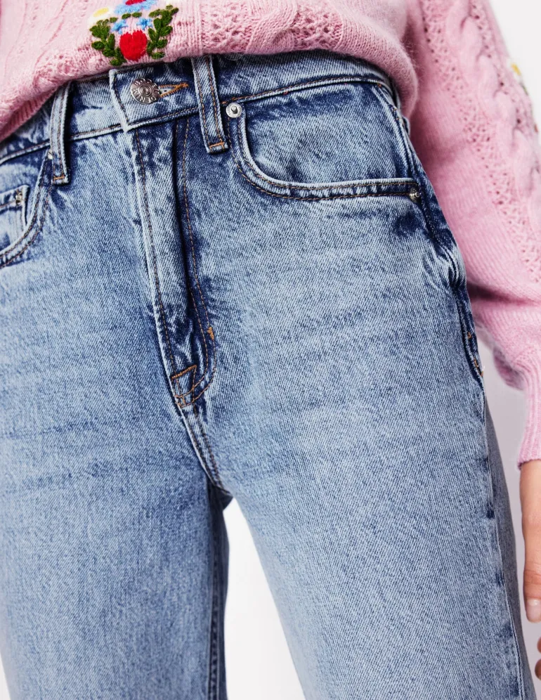 High Rise Straight Leg Jeans-Light Wash-Boden Flash Sale
