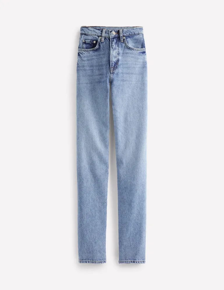 High Rise Straight Leg Jeans-Light Wash-Boden Flash Sale