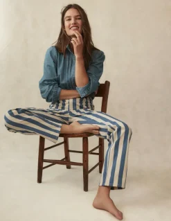 High Rise Stripe Jeans-Marine Wide Stripe-Boden Store