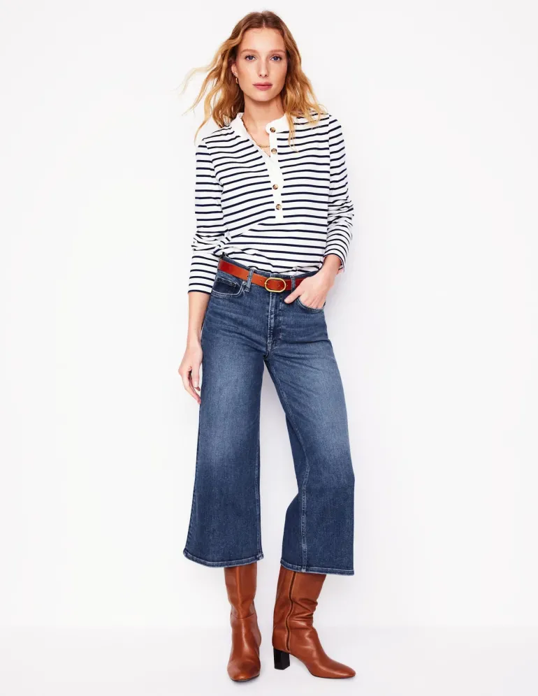 High Rise Wide Crop Jeans-Mid Vintage-Boden Outlet