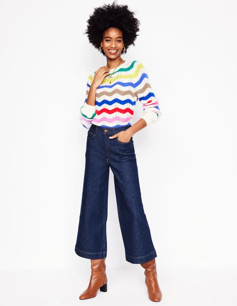 High Rise Wide Crop Jeans-Indigo Rinse-Boden Discount