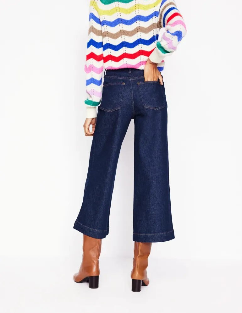 High Rise Wide Crop Jeans-Indigo Rinse-Boden Discount