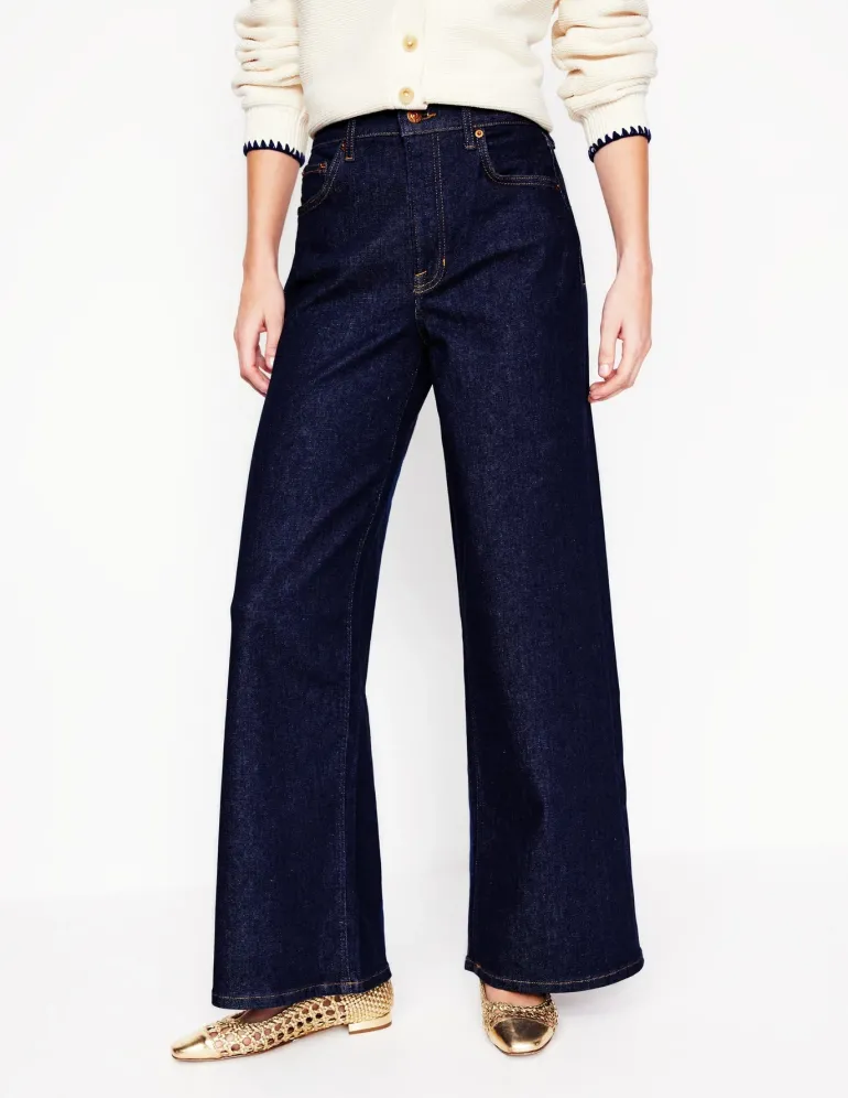 High Rise Wide Leg Jeans-Indigo Rinse-Boden Fashion
