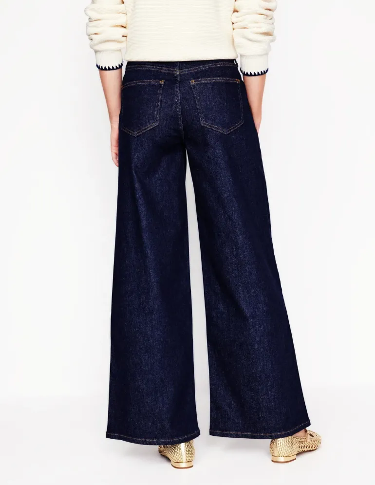 High Rise Wide Leg Jeans-Indigo Rinse-Boden Fashion