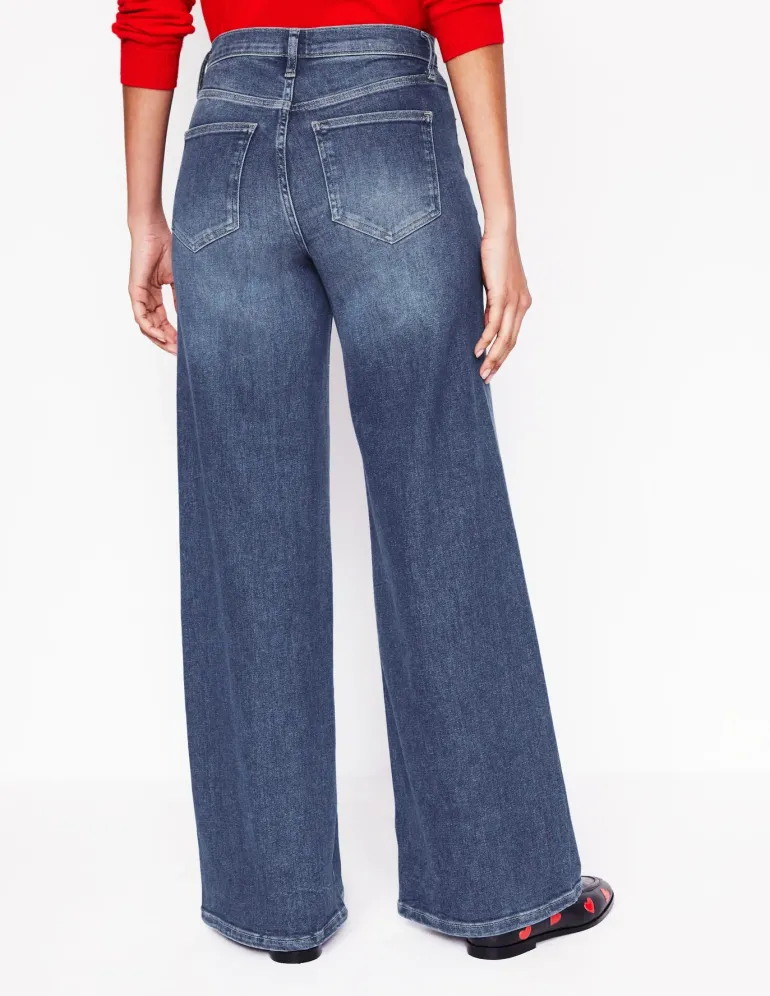 High Rise Wide Leg Jeans-Mid Vintage-Boden Cheap