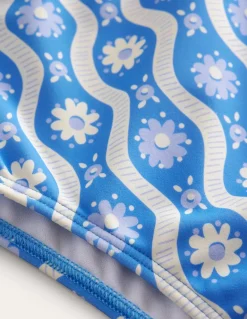 High Waisted Bikini Bottoms-Penzance Blue Daisy Wave-Boden Best Sale