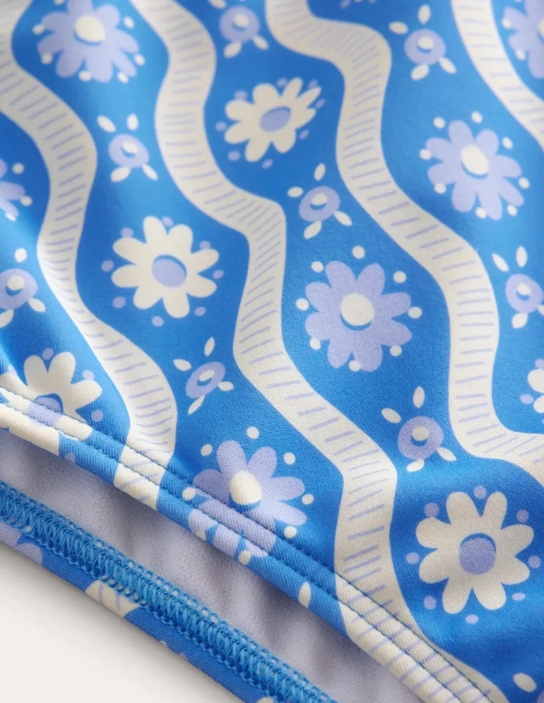 High Waisted Bikini Bottoms-Penzance Blue Daisy Wave-Boden Best Sale