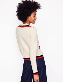 Holly Collared Knitted Jacket-Warm Ivory-Boden Cheap