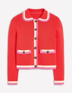 Holly Collared Knitted Jacket-Strawberry Tart Red-Boden Cheap