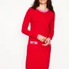 Holly Knitted Shift Dress-Poppy Red-Boden Shop