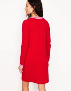 Holly Knitted Shift Dress-Poppy Red-Boden Shop