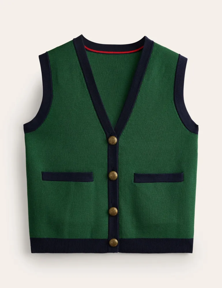 Holly Knitted Waistcoat-Eden Green-Boden Shop