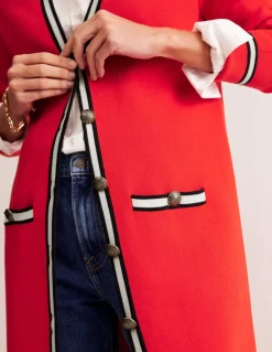 Holly Longline Knitted Jacket-Hot Pepper Red-Boden New
