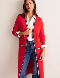 Holly Longline Knitted Jacket-Hot Pepper Red-Boden New