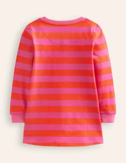Ida Sweatshirt Appliqué Dress-Vibrant Pink/Terracotta Ghosts-Boden Clearance