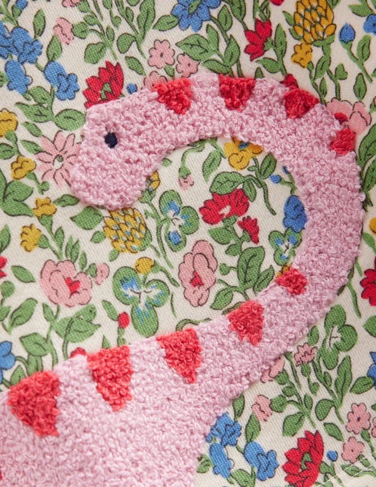 Ida Sweatshirt Appliqué Dress-Multi Meadow Floral Dinosaurs-Boden Fashion