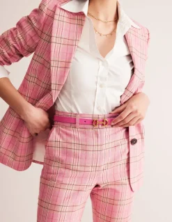 Iris Skinny Snaffle Trim Belt-Tickled Pink Suede-Boden Clearance