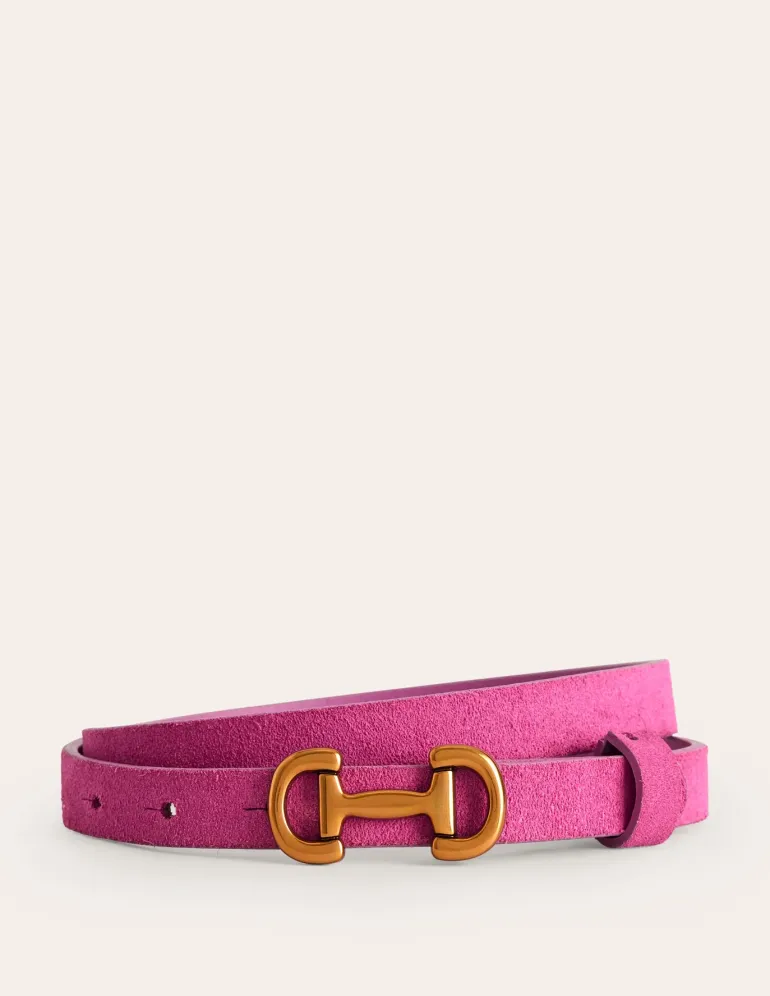 Iris Skinny Snaffle Trim Belt-Tickled Pink Suede-Boden Clearance