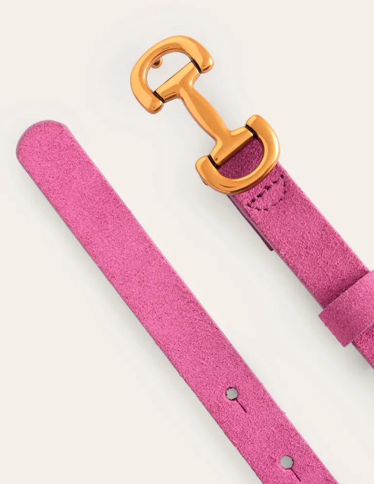 Iris Skinny Snaffle Trim Belt-Tickled Pink Suede-Boden Clearance