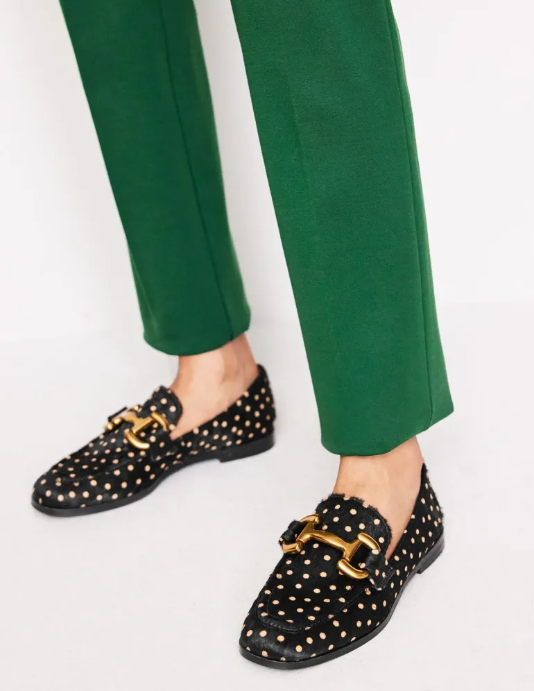 Iris Snaffle Loafers-Black and Camel Spot-Boden Discount
