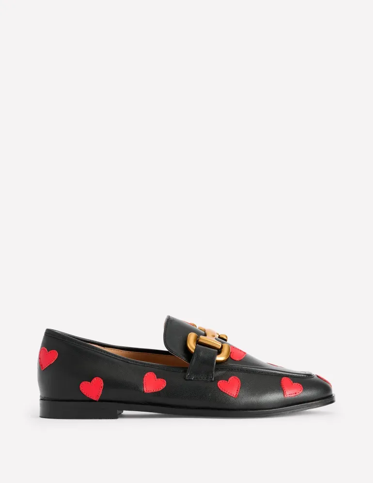 Iris Snaffle Loafers-Black Hearts-Boden Fashion