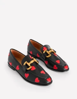 Iris Snaffle Loafers-Black Hearts-Boden Fashion