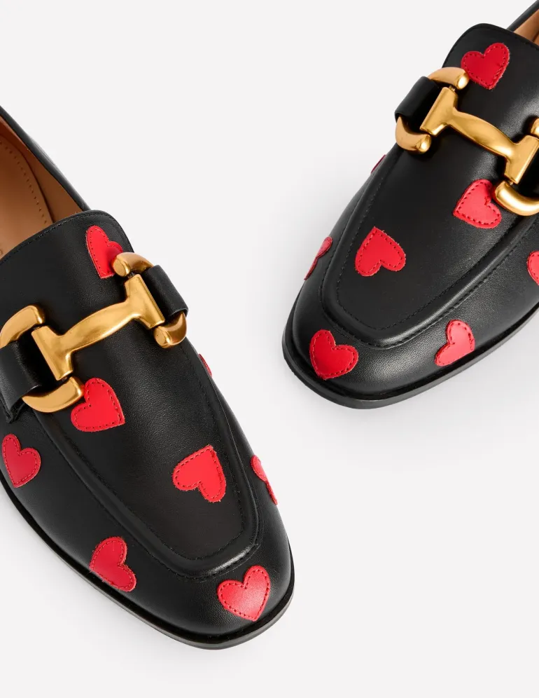 Iris Snaffle Loafers-Black Hearts-Boden Fashion