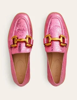 Iris Snaffle Loafers-Bright Pink Metallic leather-Boden Discount