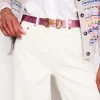 Iris Snaffle-Trim Leather Belt-Pink Peacock Metallic-Boden Flash Sale