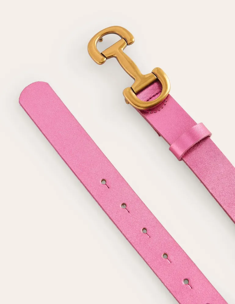 Iris Snaffle-Trim Leather Belt-Pink Peacock Metallic-Boden Flash Sale