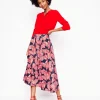 Isabella Cotton Sateen Skirt-French Navy, Bow Scatter-Boden Shop