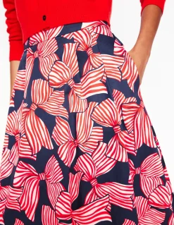Isabella Cotton Sateen Skirt-French Navy, Bow Scatter-Boden Shop