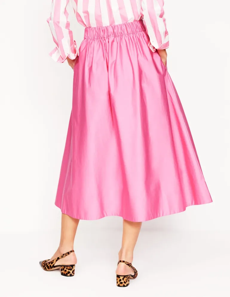 Isabella Cotton Sateen Skirt-Sorbet Pink-Boden Best