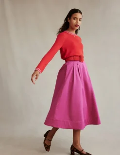 Isabella Cotton Sateen Skirt-Rose Violet-Boden Flash Sale