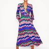 Ivy Smocked Midi Dress-Multi, Abstract Wave-Boden Store