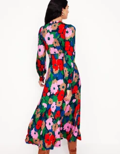Ivy Smocked Midi Dress-Multi, Painterly Meadow-Boden Shop