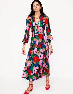 Ivy Smocked Midi Dress-Multi, Painterly Meadow-Boden Shop