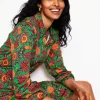 Jemima Tiered Jersey Dress-Rich Emerald, Ornate Bud-Boden Clearance