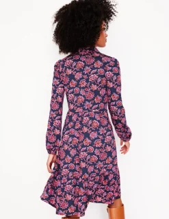 Jemima Tiered Jersey Dress-Navy, Floret Cascade-Boden Sale