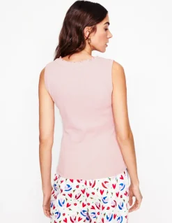Jersey Henley Pajama Vest-Light Pink Marl-Boden Cheap
