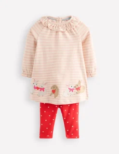 Jersey Logo Dress Set-Chalk Pink Bunnies-Boden Online