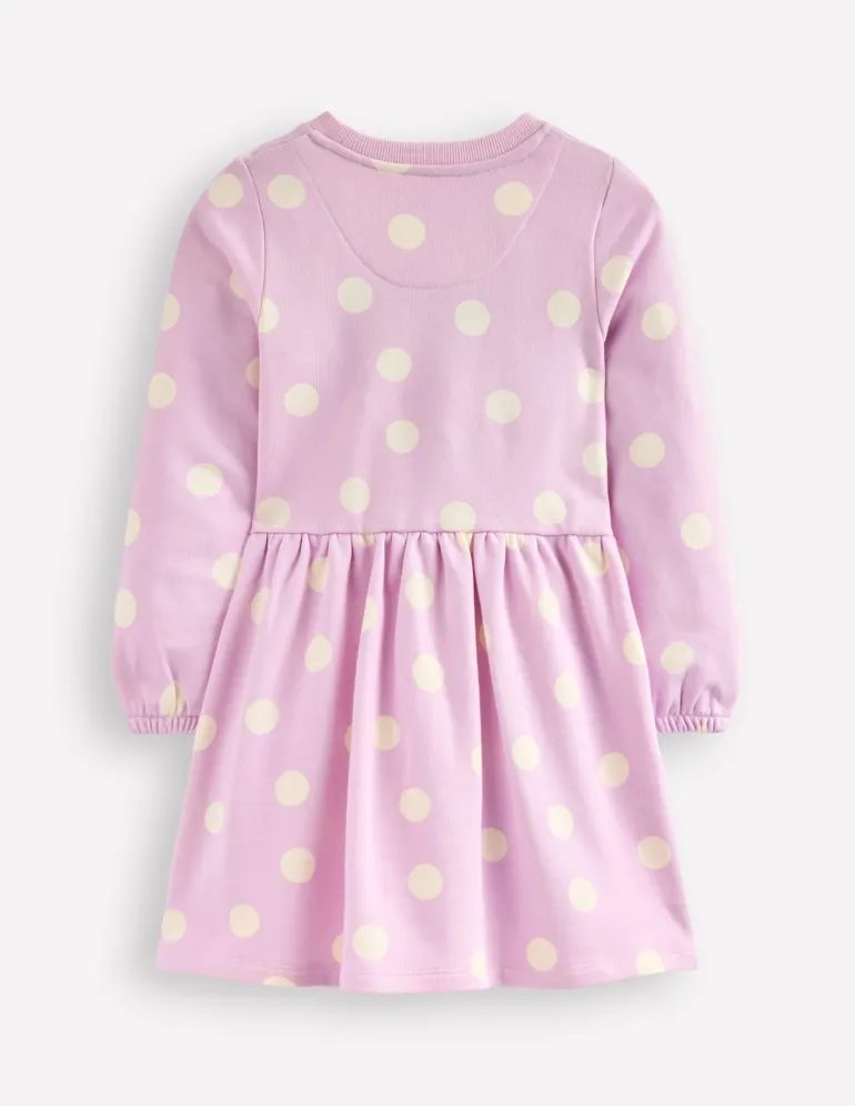 Joan Boucle Appliqué Dress-Sugared Lilac Spot Dogs-Boden Best Sale
