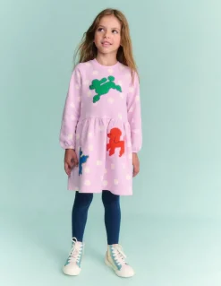 Joan Boucle Appliqué Dress-Sugared Lilac Spot Dogs-Boden Best Sale