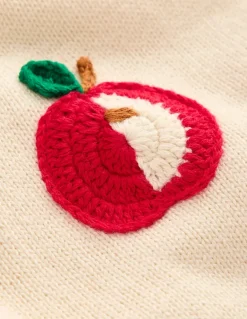 Karina Fun Crochet Sweater-Ivory Apples-Boden Best Sale