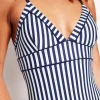Kasos String V Neck Swimsuit-Navy, Ivory Stripe-Boden Cheap