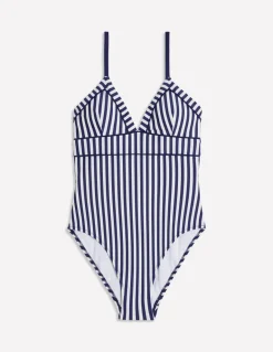 Kasos String V Neck Swimsuit-Navy, Ivory Stripe-Boden Cheap