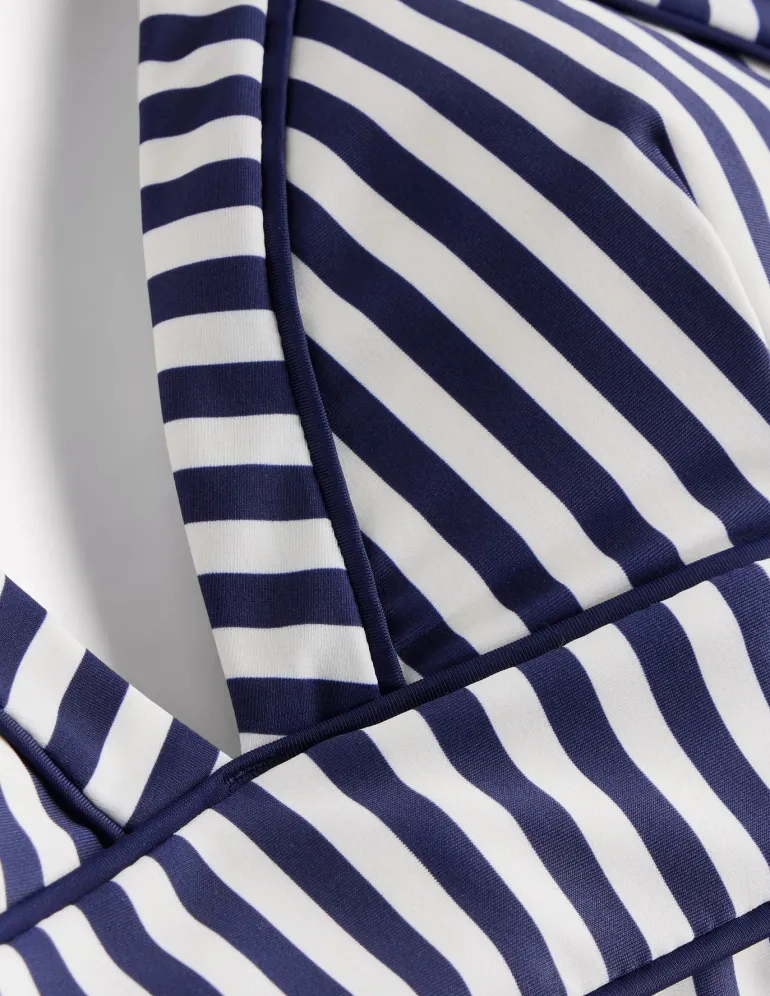 Kasos String V Neck Swimsuit-Navy, Ivory Stripe-Boden Cheap