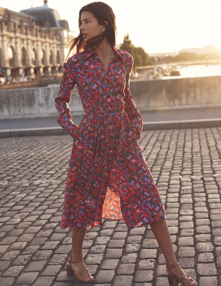 Kate Midi Shirt Dress-Bittersweet, Meadow Pop-Boden Cheap