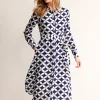 Kate Midi Shirt Dress-French Navy, Diamond Terrace-Boden Sale